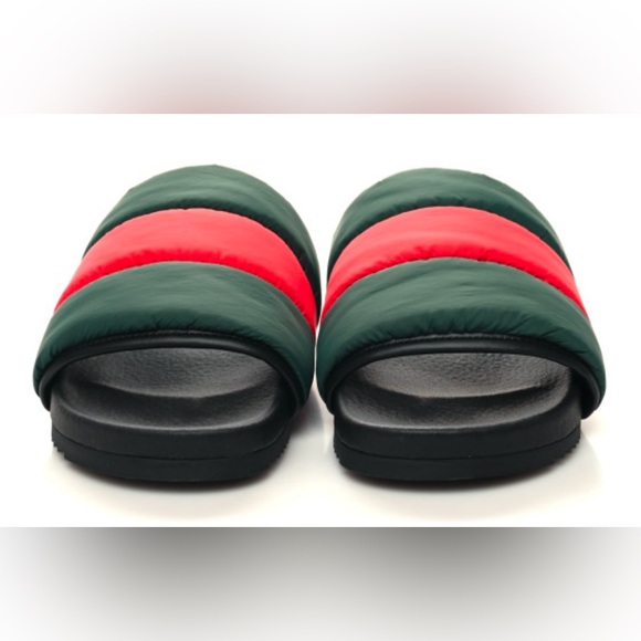 CONSIGNED-
GUCCI Nylon Web Womens Slide Sandals 37 (7) Black Green Red - Picture 2 of 9
